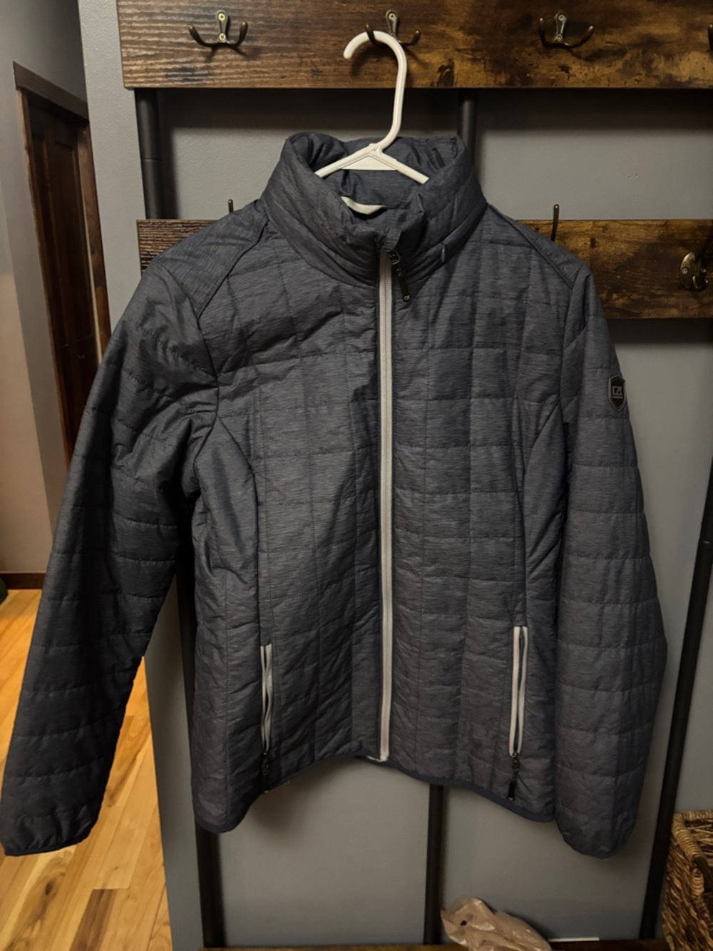 Cutter & Buck women’s Quilted Puffer Jacket in Dark Gray with Contrast Zipper